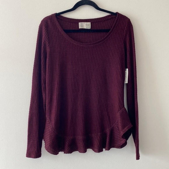 Anthropologie Saturday Sunday Wendy Waffle Tunic in Plum/Maroon - Picture 7 of 11